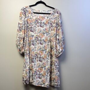 Ava James Floral Print Dress with 3/4 Sleeves size 1X